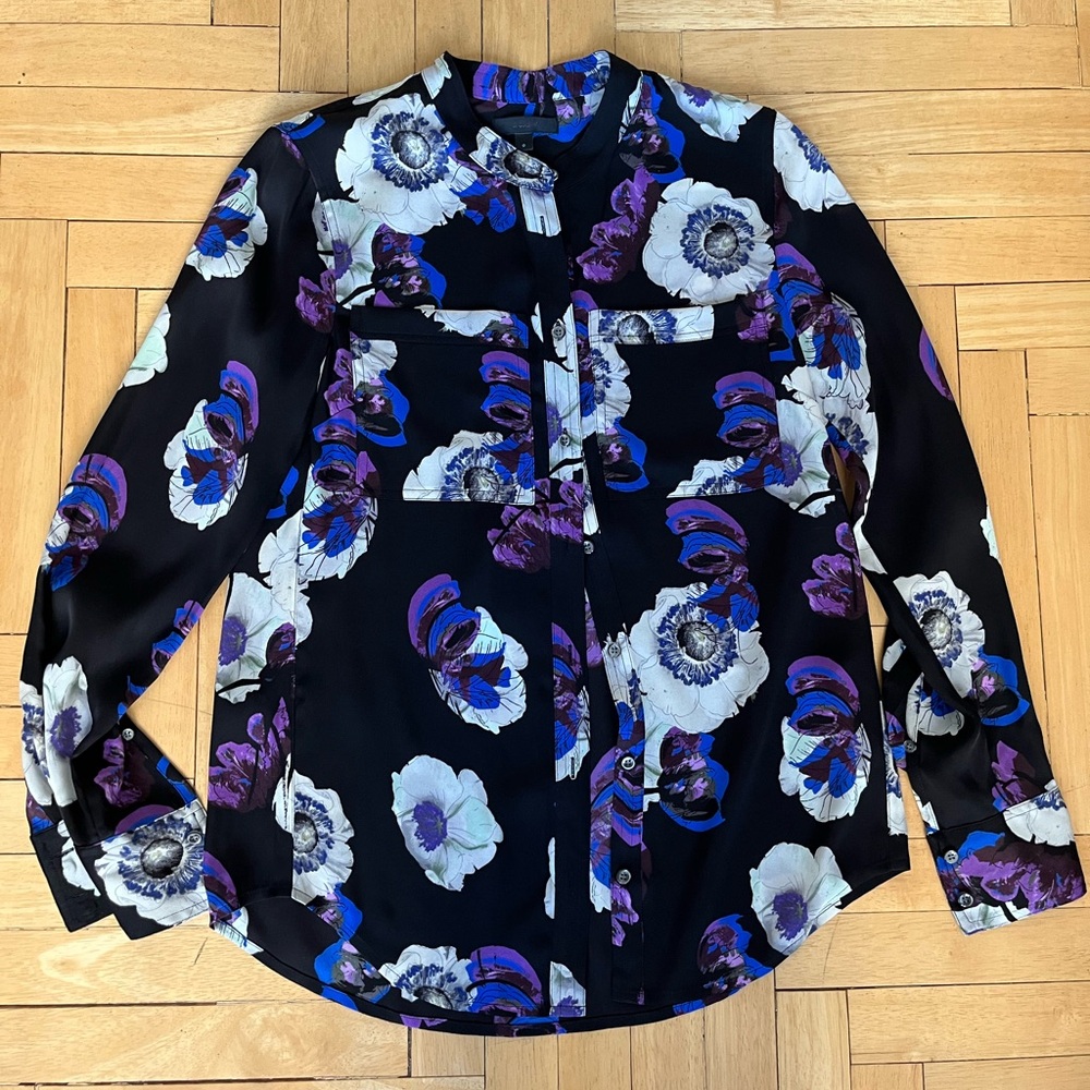 JCrew button up silk blouse sz 0